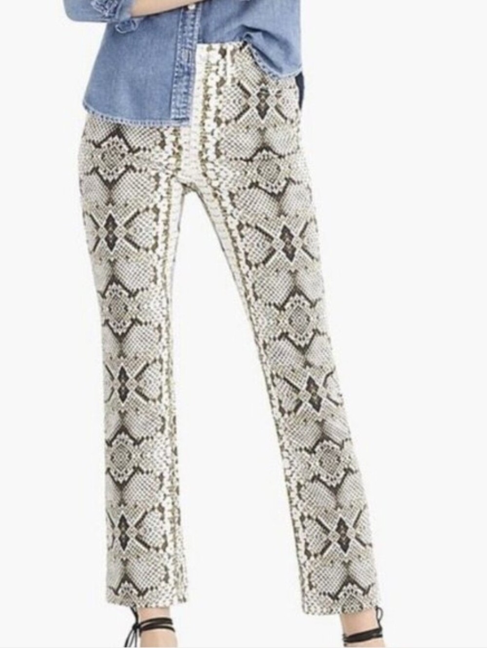 J.Crew Snakeskin Kickout Crop Pants Size 28 Stretch Animal Print Flare Chino